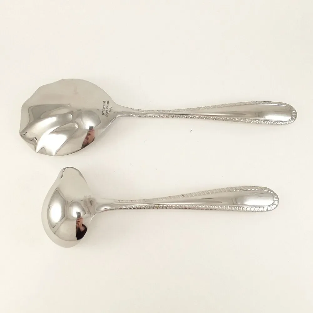 Gravy Ladle & Shell Serving Spoon, Savannah- Artisanware, Stainless Steel, scoop